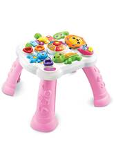 Kindertisch mit sensorischen Aktivitäten in Rosa