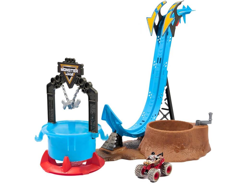 Monster Jam Mud Blasters Dunk Tank con veicolo esclusivo Monster Mutt Dalmata