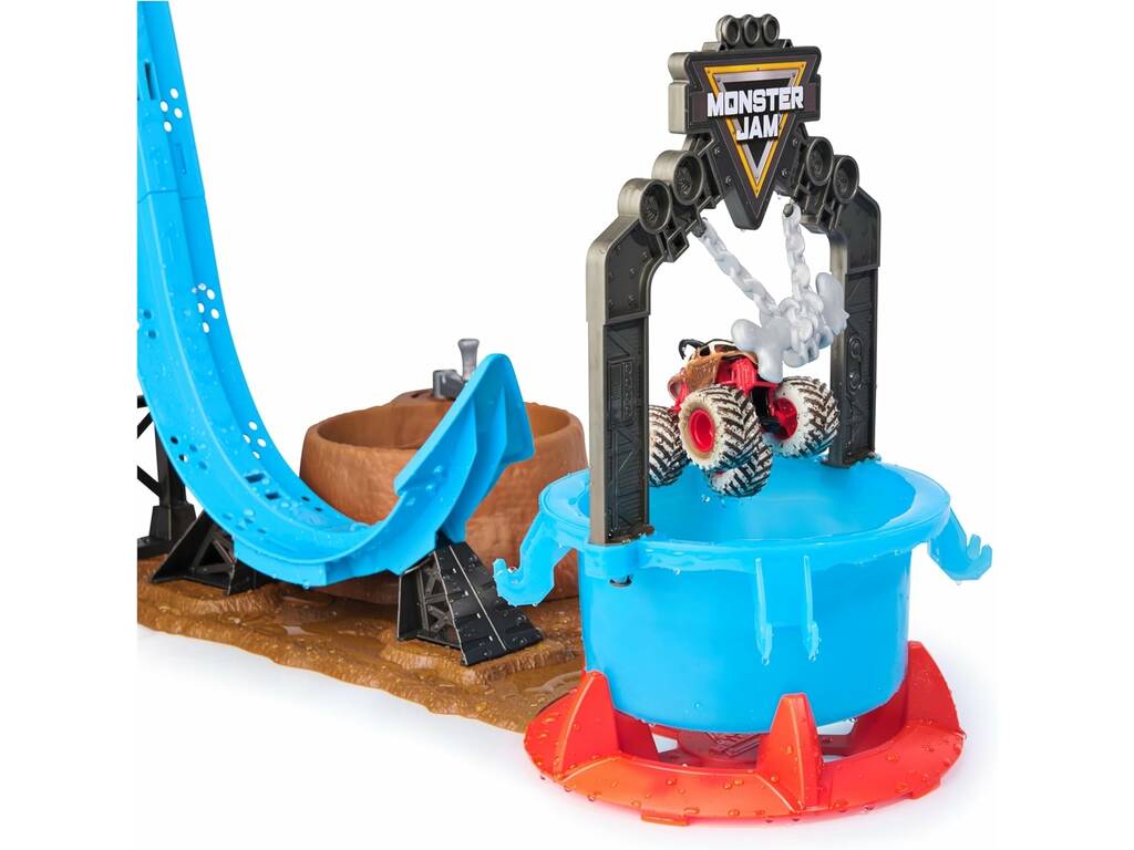 Monster Jam Mud Blasters Dunk Tank con veicolo esclusivo Monster Mutt Dalmata