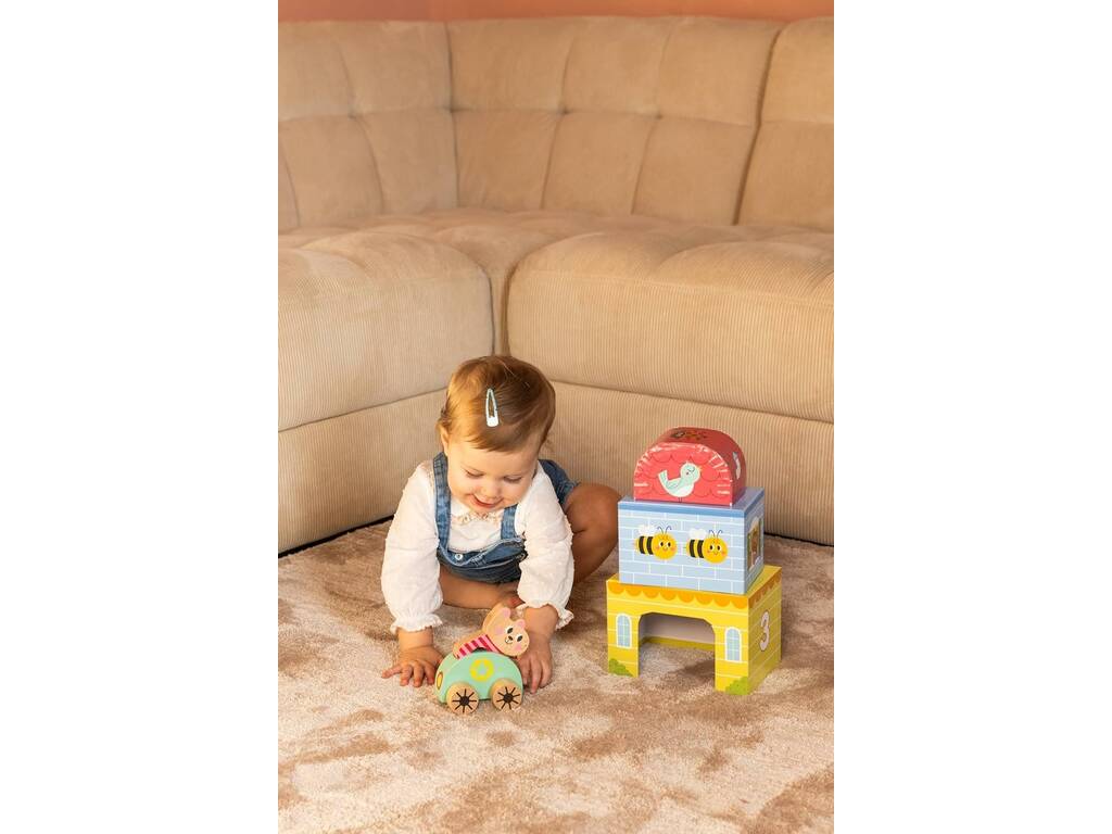 My First Toys con macchina e sonaglio in legno