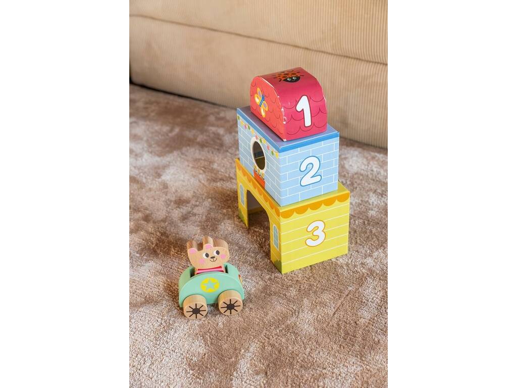 My First Toys con macchina e sonaglio in legno