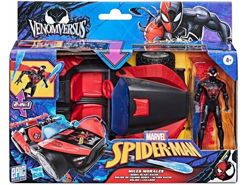 Marvel Spiderman VenomVersus Bolide Lanciatore con Figura Miles Morales