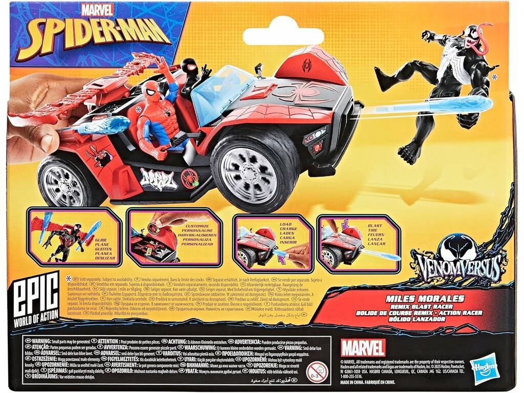 Marvel Spiderman VenomVersus Bolide Lanciatore con Figura Miles Morales