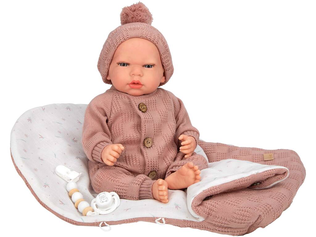 Bambola Bebè Reborn Elba da 40 cm con sacco a pelo