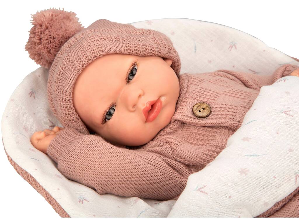 Bambola Bebè Reborn Elba da 40 cm con sacco a pelo