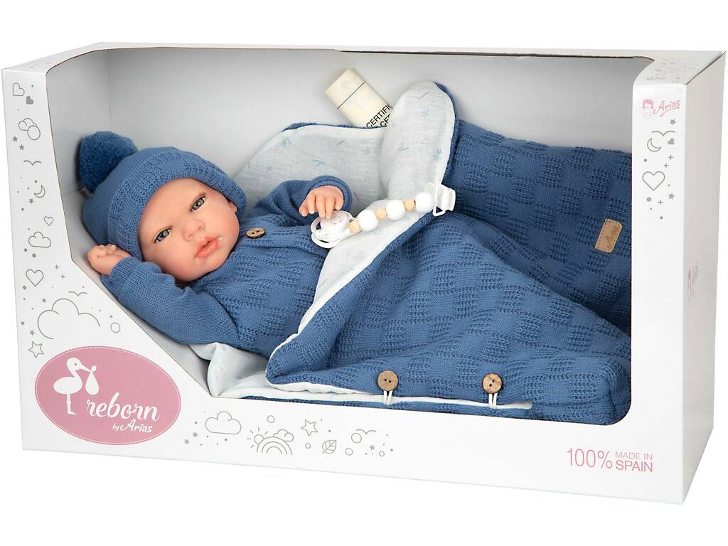 Bambola Reborn Alberto da 40 cm con sacco nanna blu