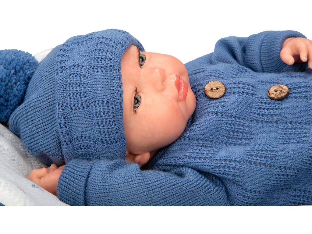 Bambola Reborn Alberto da 40 cm con sacco nanna blu