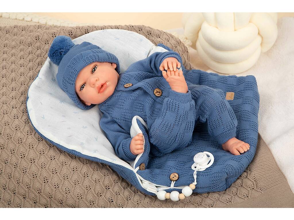 Bambola Reborn Alberto da 40 cm con sacco nanna blu