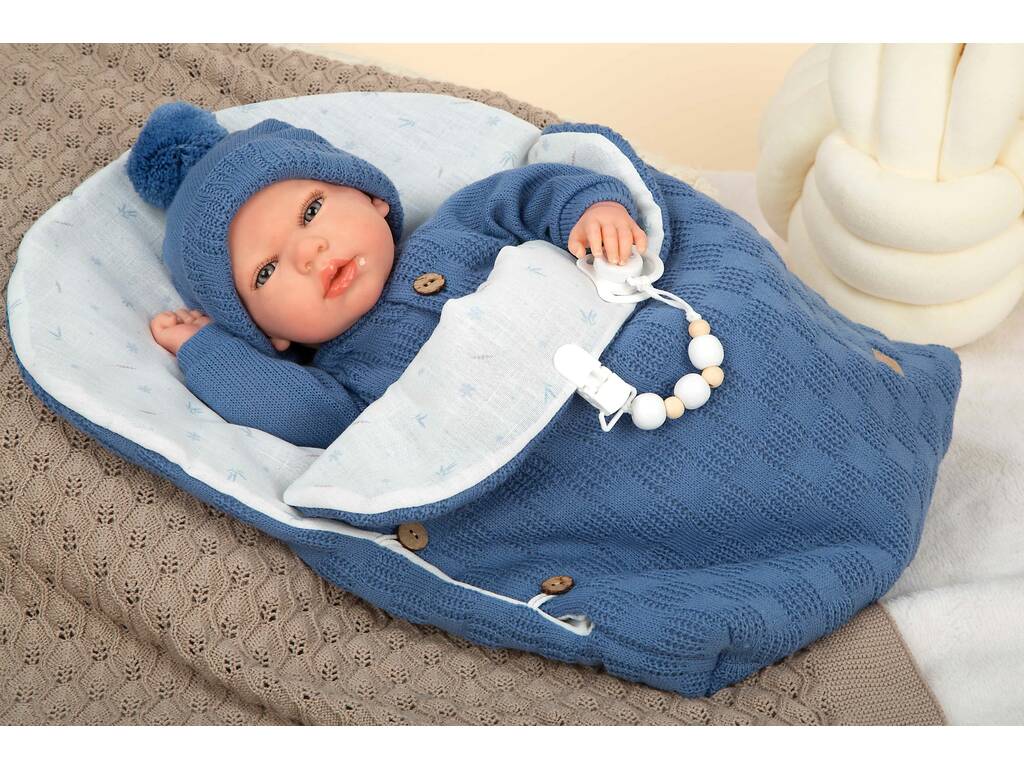 Bambola Reborn Alberto da 40 cm con sacco nanna blu