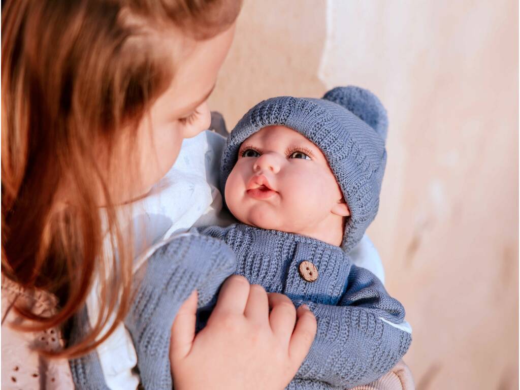 Bambola Reborn Alberto da 40 cm con sacco nanna blu