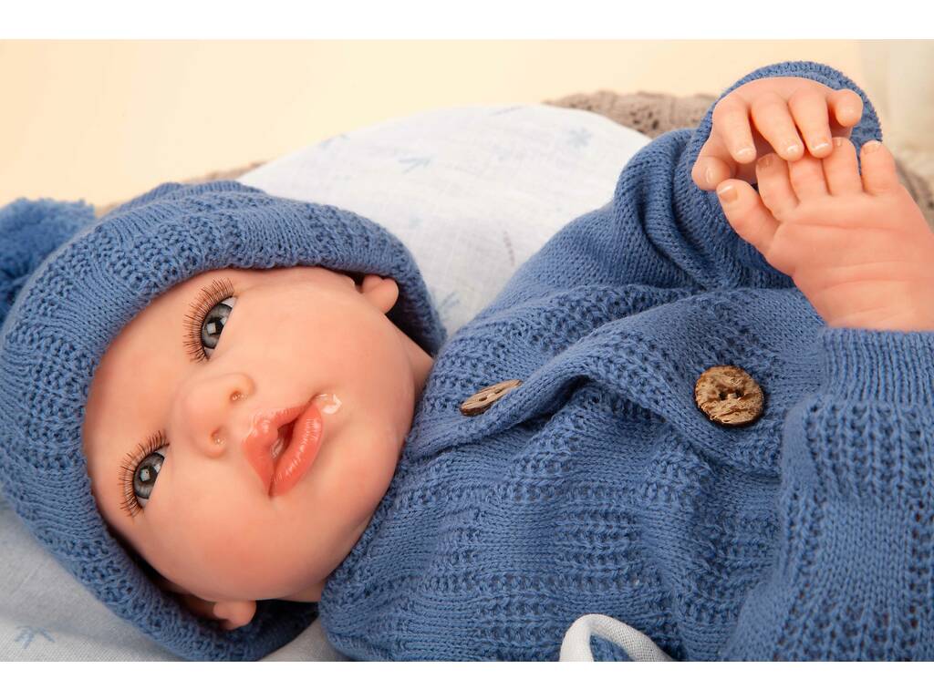 Bambola Reborn Alberto da 40 cm con sacco nanna blu