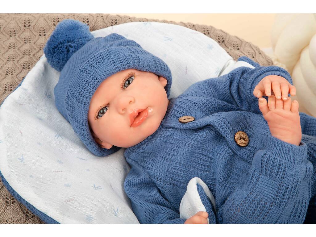 Bambola Reborn Alberto da 40 cm con sacco nanna blu