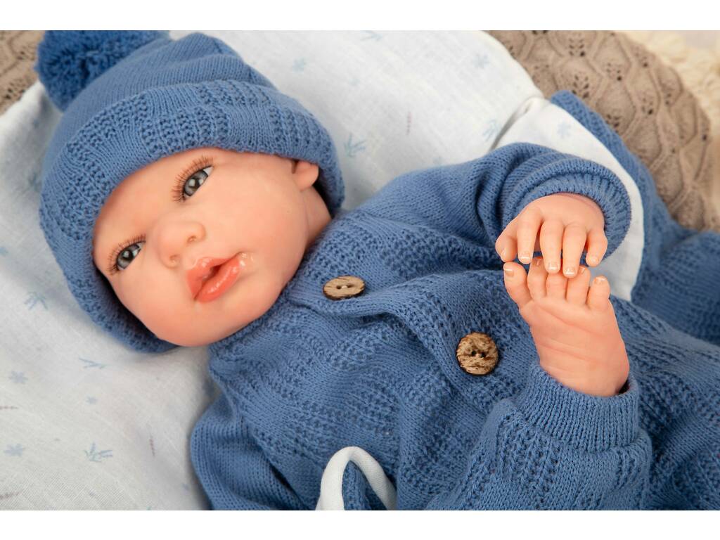 Bambola Reborn Alberto da 40 cm con sacco nanna blu