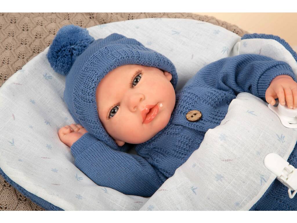 Bambola Reborn Alberto da 40 cm con sacco nanna blu