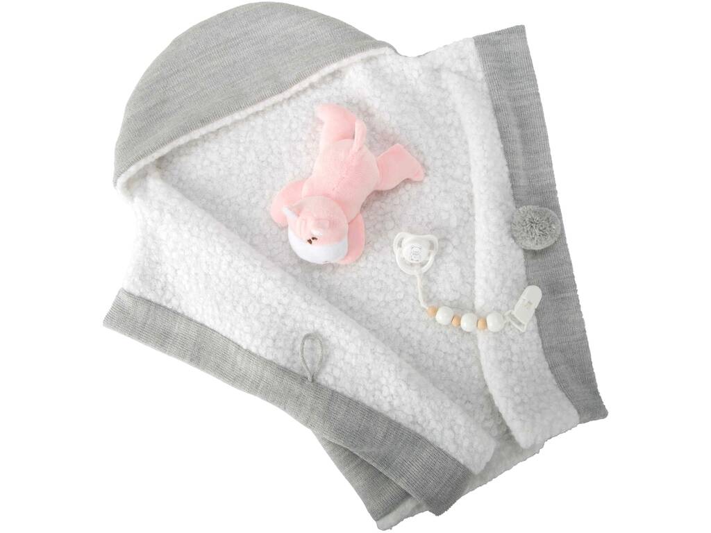 Bambola Reborn Nadia da 40 cm con coperta e peluche