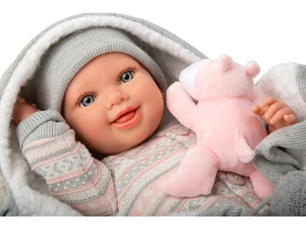 Bambola Reborn Nadia da 40 cm con coperta e peluche