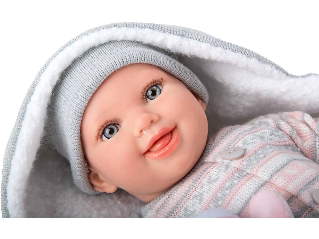 Bambola Reborn Nadia da 40 cm con coperta e peluche