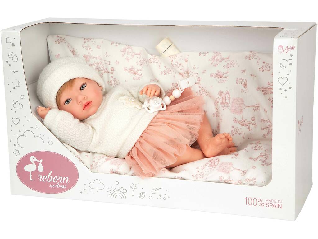 Muñeca Bebé Reborn Julia Rosa de 40 cm con Cojín