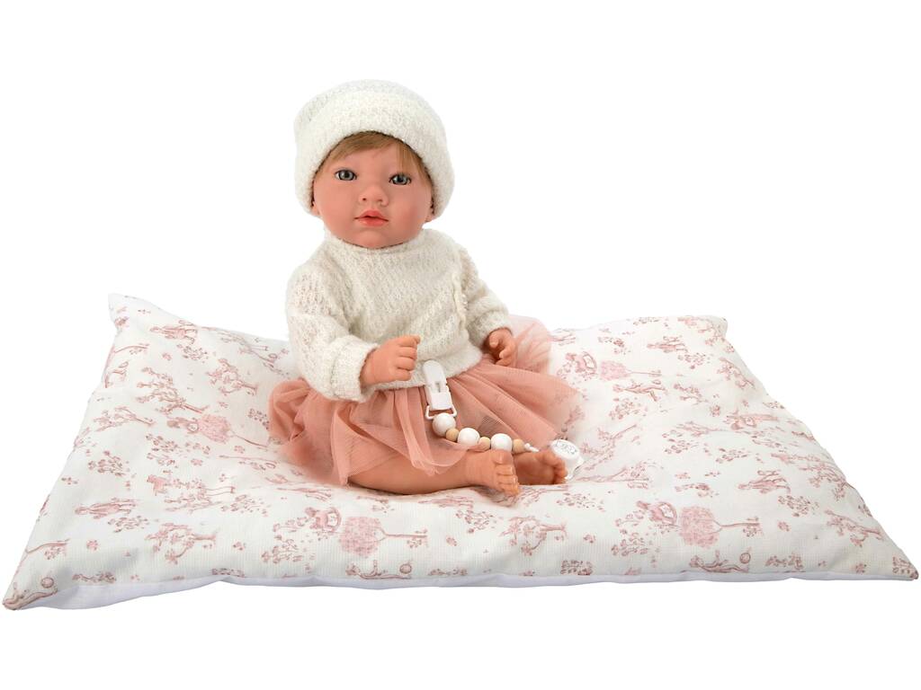 Muñeca Bebé Reborn Julia Rosa de 40 cm con Cojín