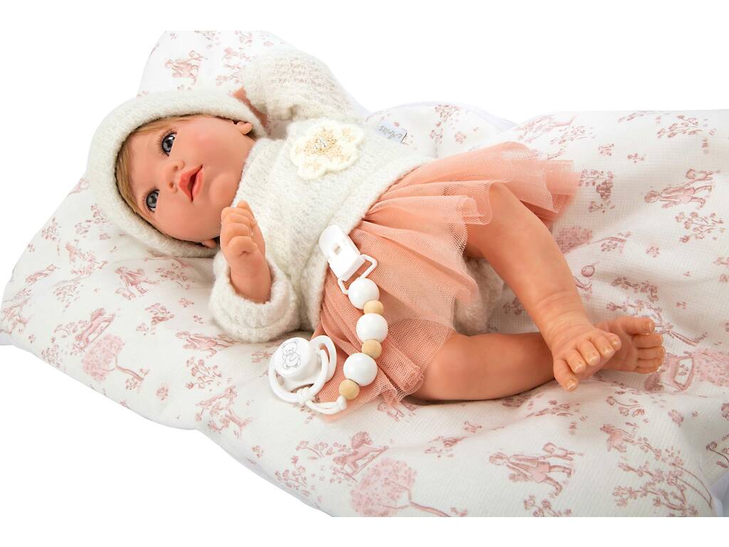 Muñeca Bebé Reborn Julia Rosa de 40 cm con Cojín