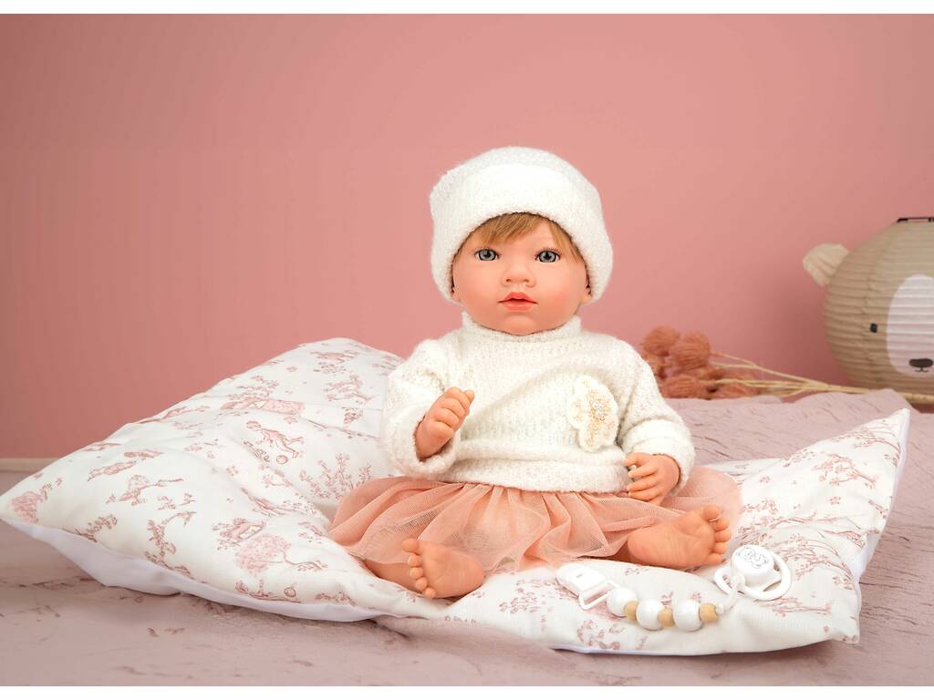 Muñeca Bebé Reborn Julia Rosa de 40 cm con Cojín