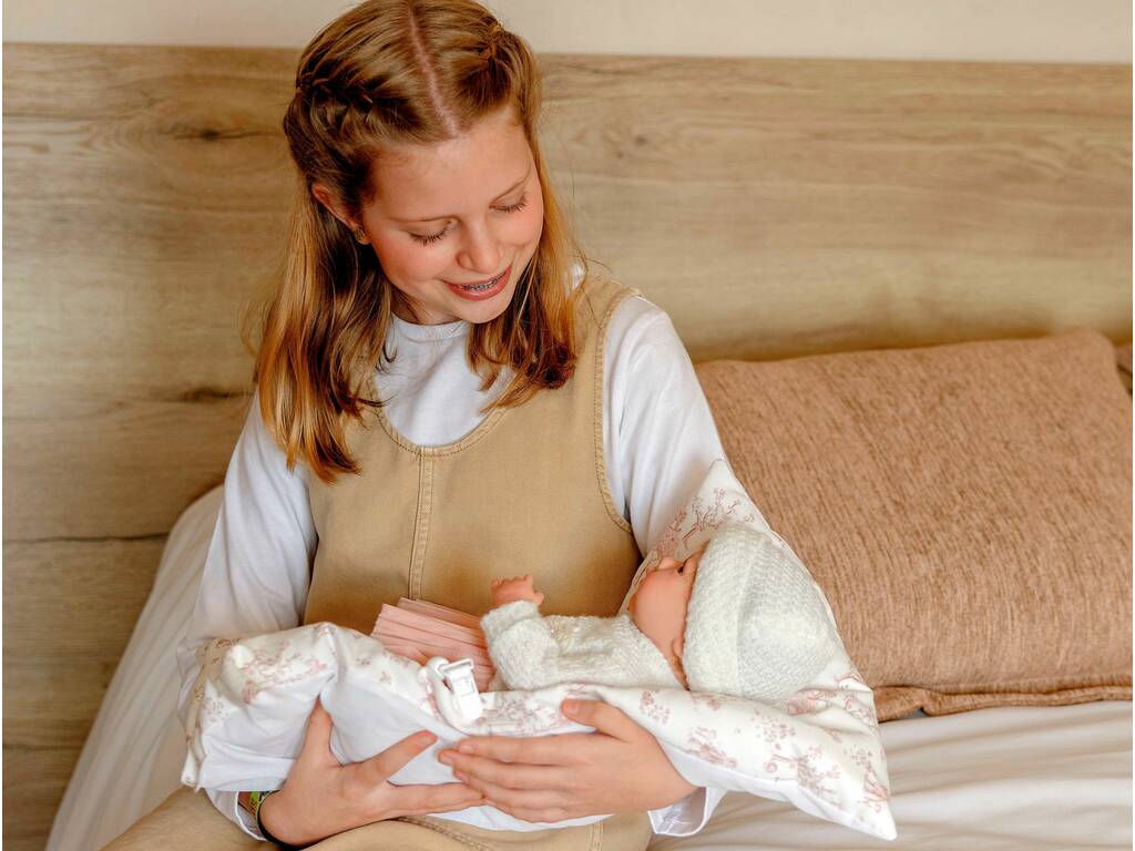 Muñeca Bebé Reborn Julia Rosa de 40 cm con Cojín