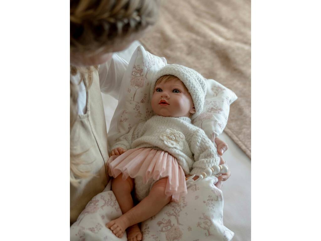 Muñeca Bebé Reborn Julia Rosa de 40 cm con Cojín