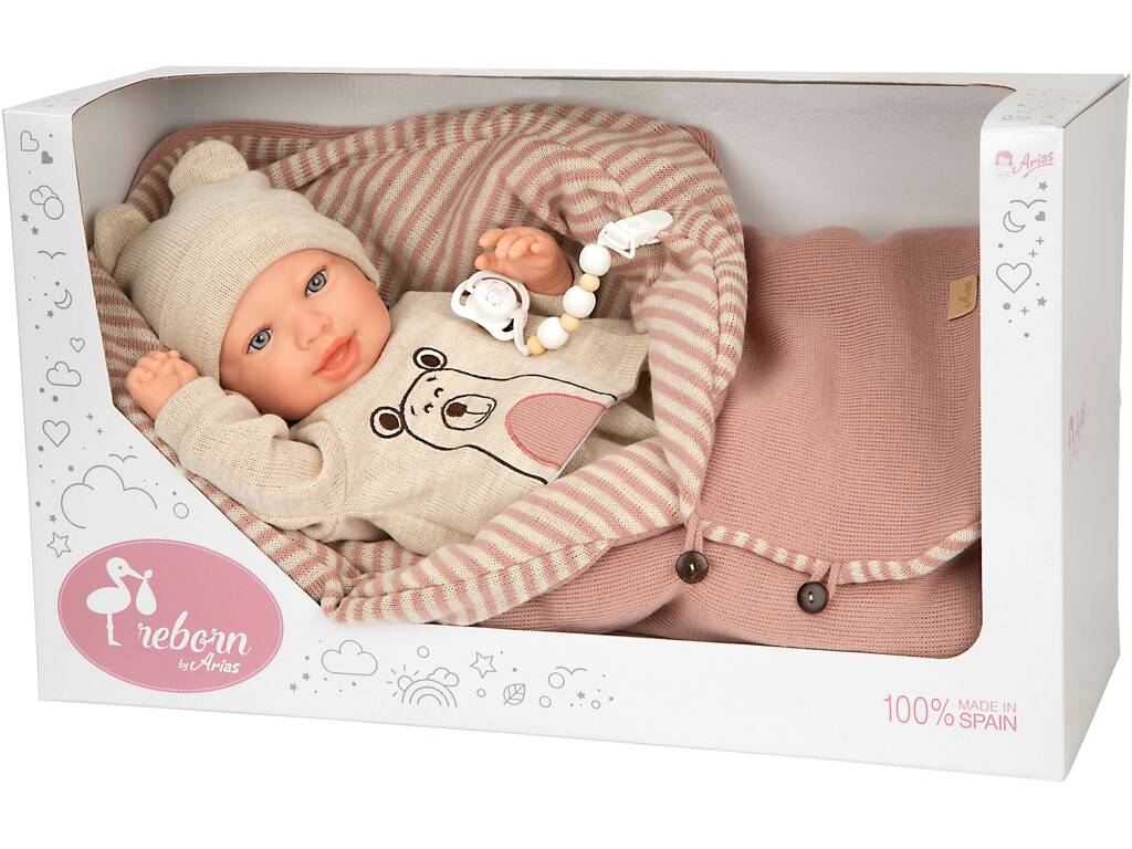 Bambola Bebè Reborn Lain da 45 cm con sacco a pelo