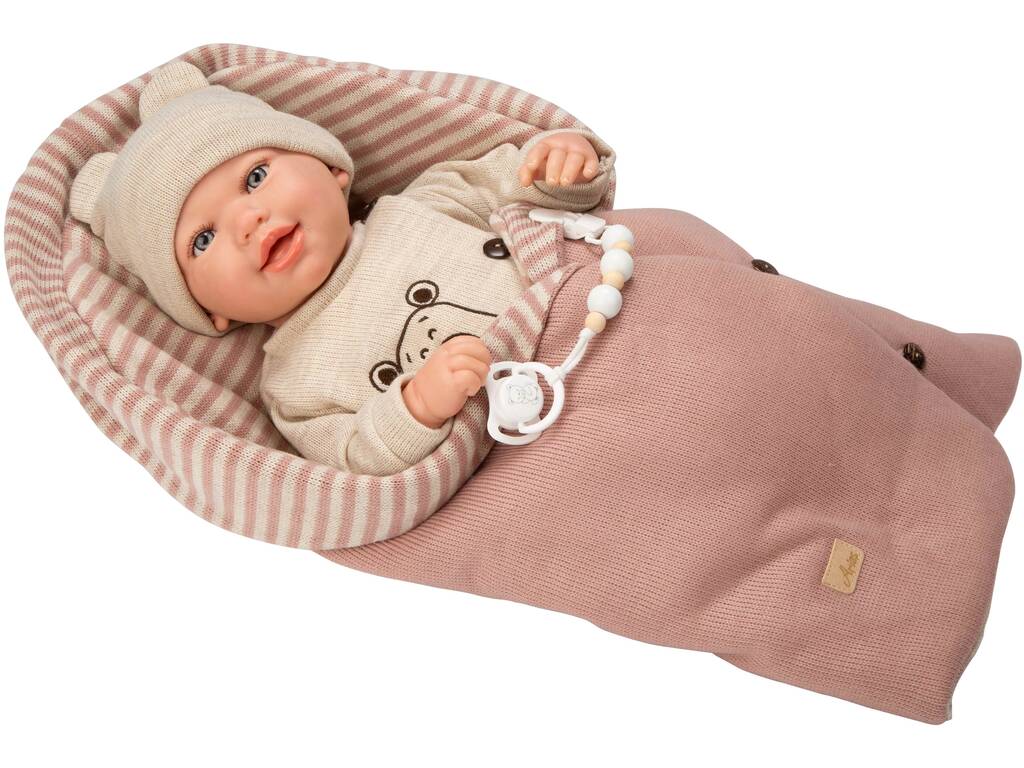 Bambola Bebè Reborn Lain da 45 cm con sacco a pelo