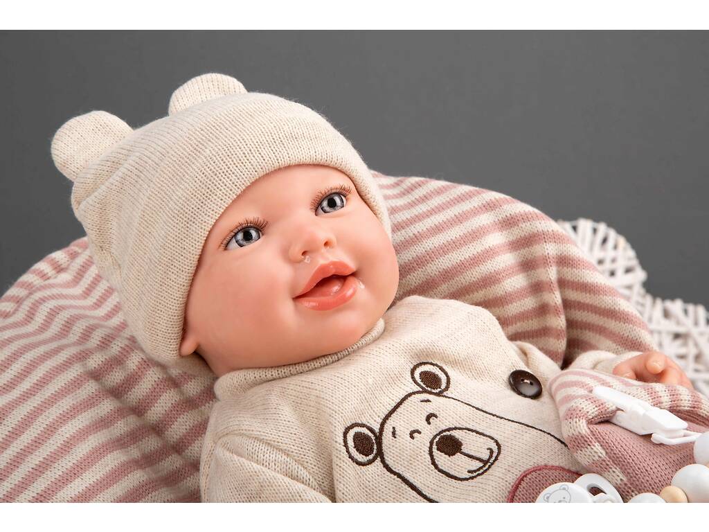 Bambola Bebè Reborn Lain da 45 cm con sacco a pelo
