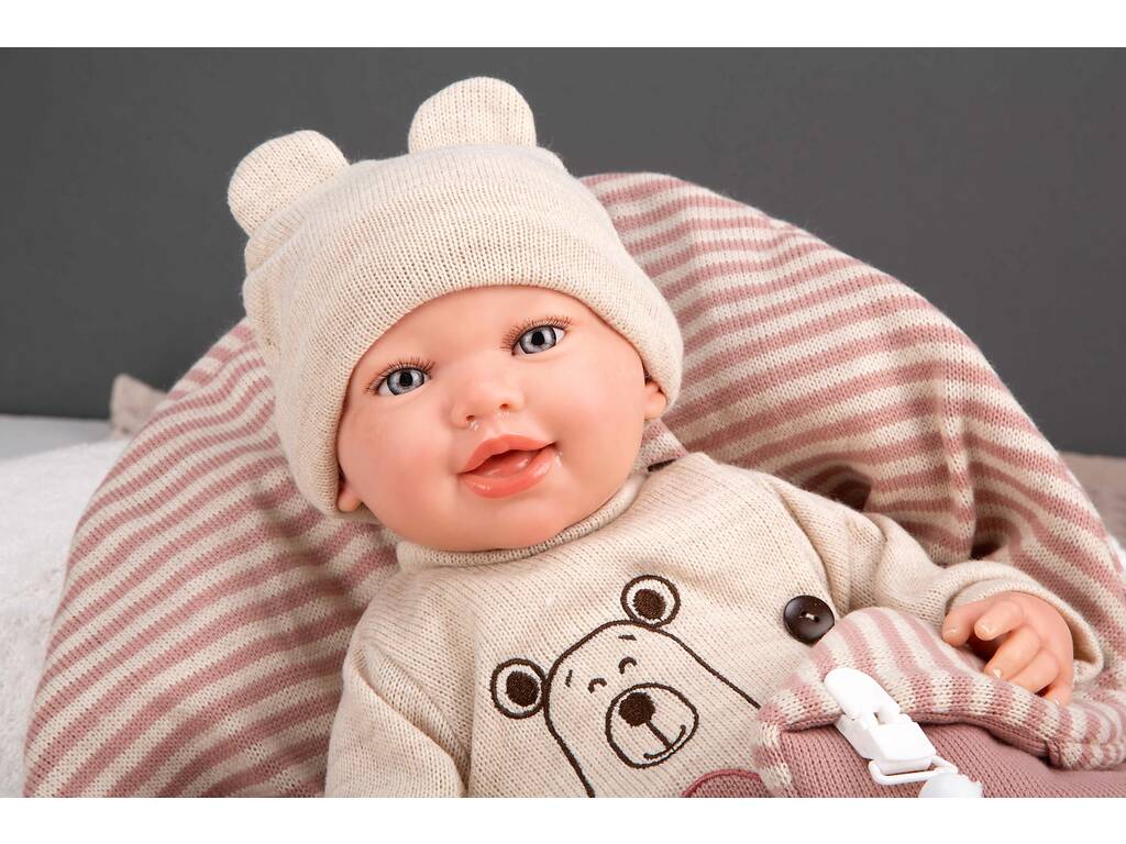 Bambola Bebè Reborn Lain da 45 cm con sacco a pelo