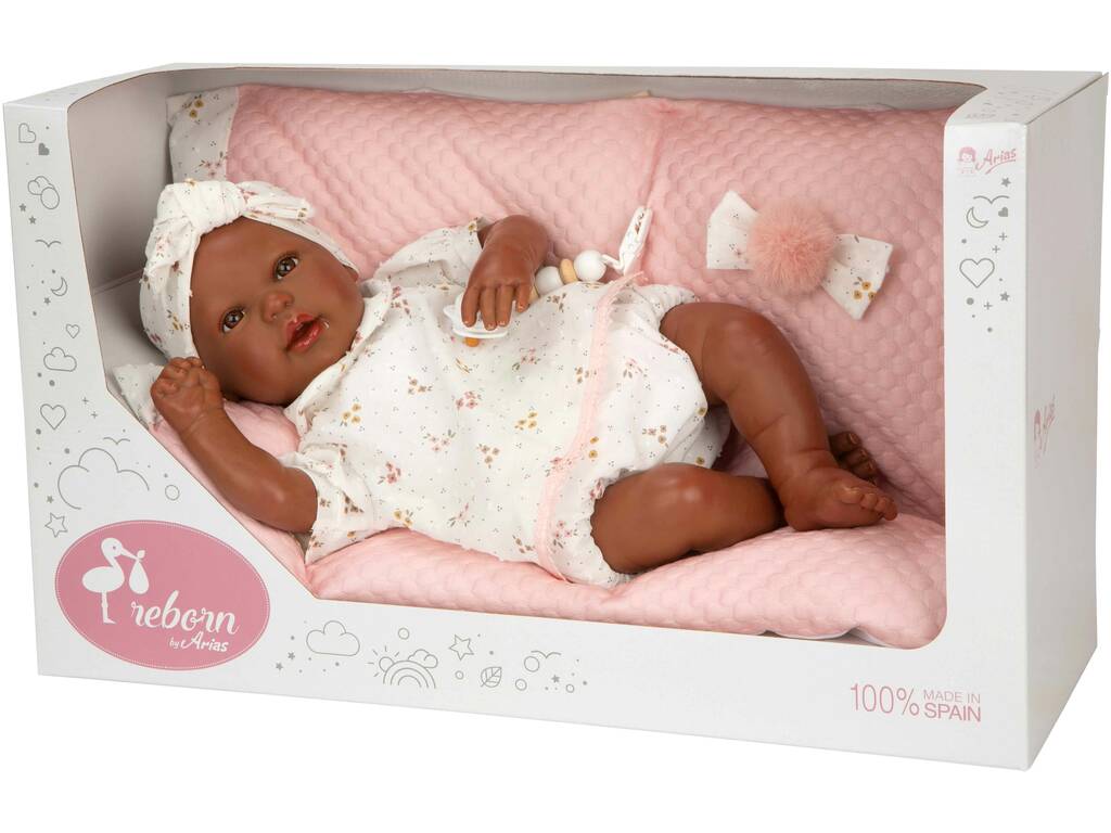 Bambola Reborn Sasha da 45 cm con cuscino
