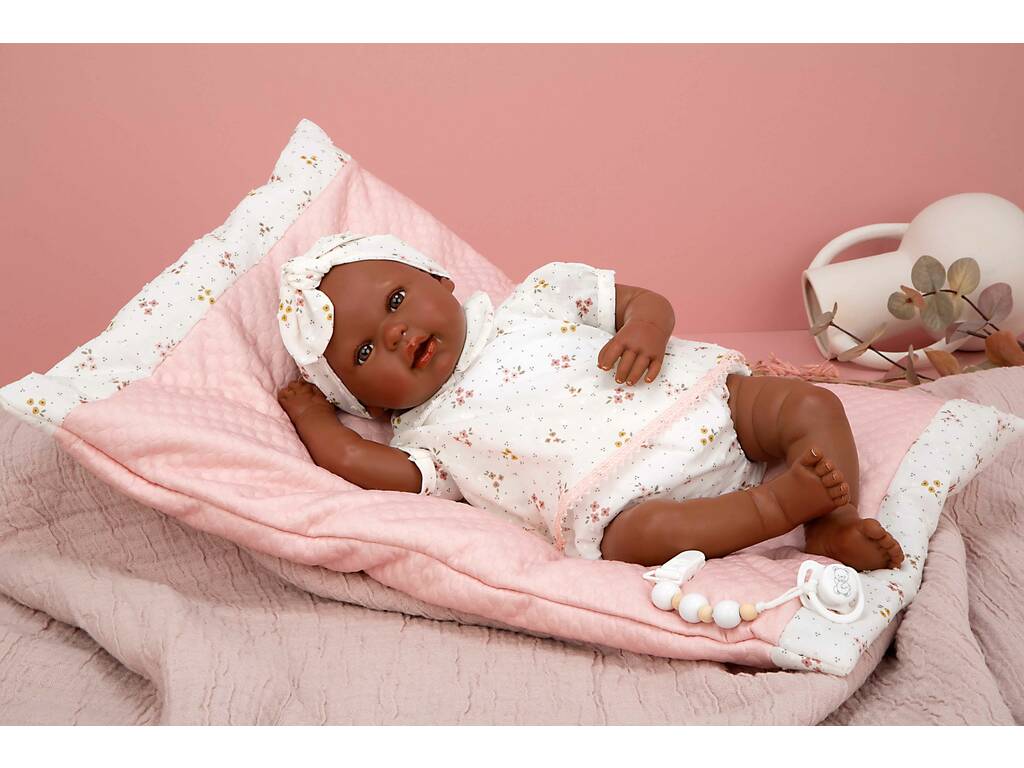 Bambola Reborn Sasha da 45 cm con cuscino