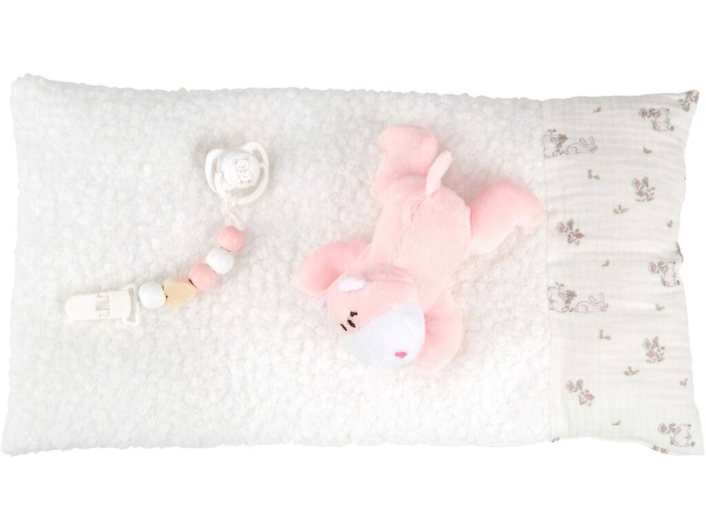 Bambola Bebè Reborn Lucia da 45 cm con cuscino e peluche