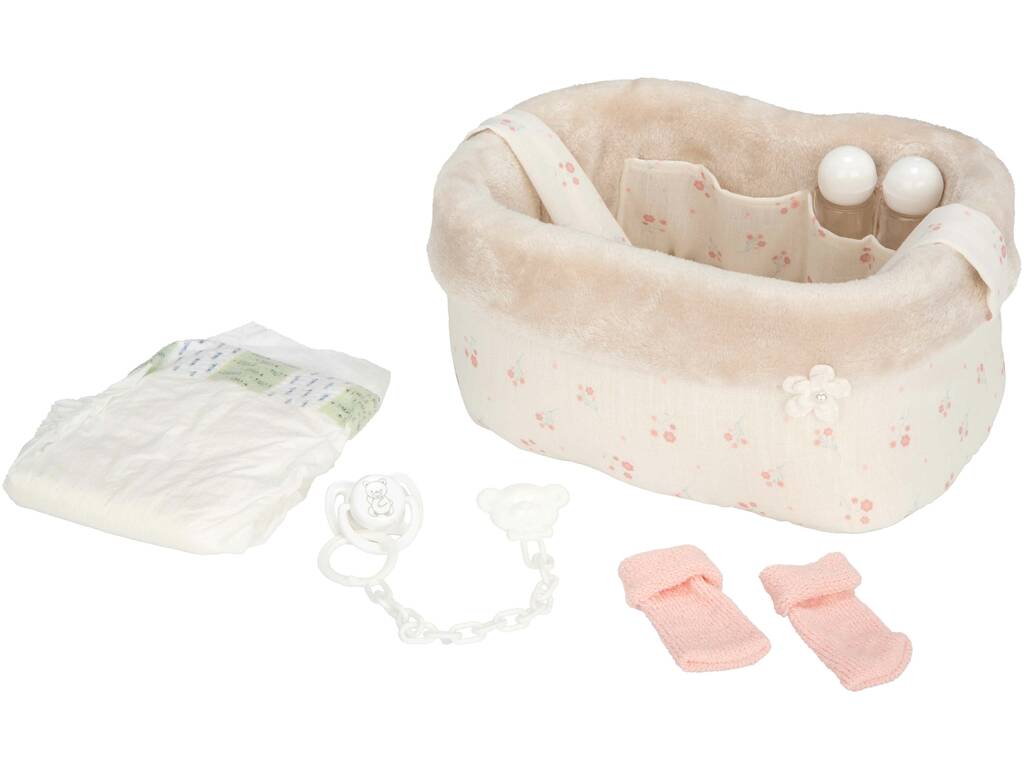 Panier Elegance Beige avec accessoires Pour poupées jusqu'à 28 cm