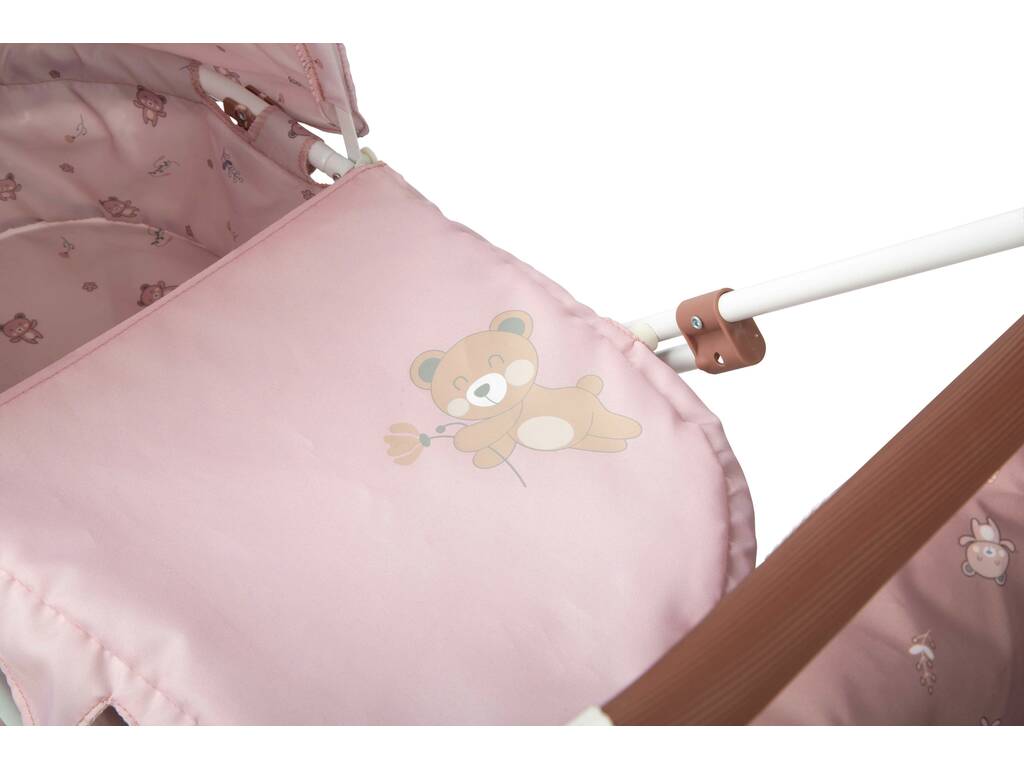 Passeggino per bambole con capottina e borsa