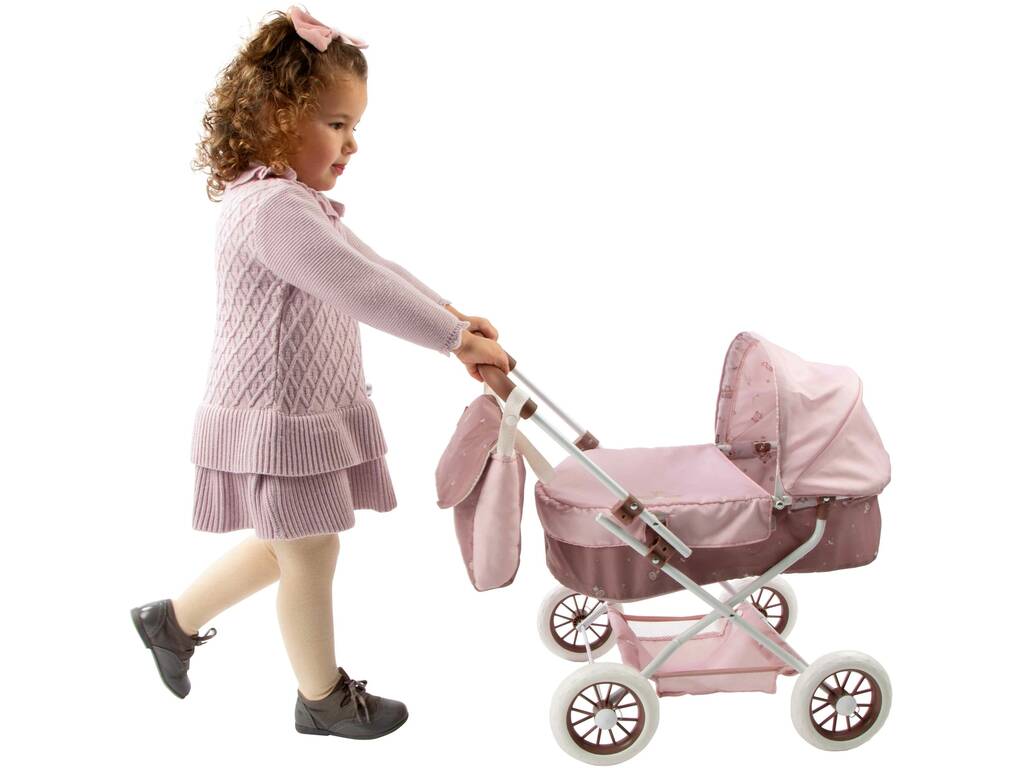 Passeggino per bambole con capottina e borsa