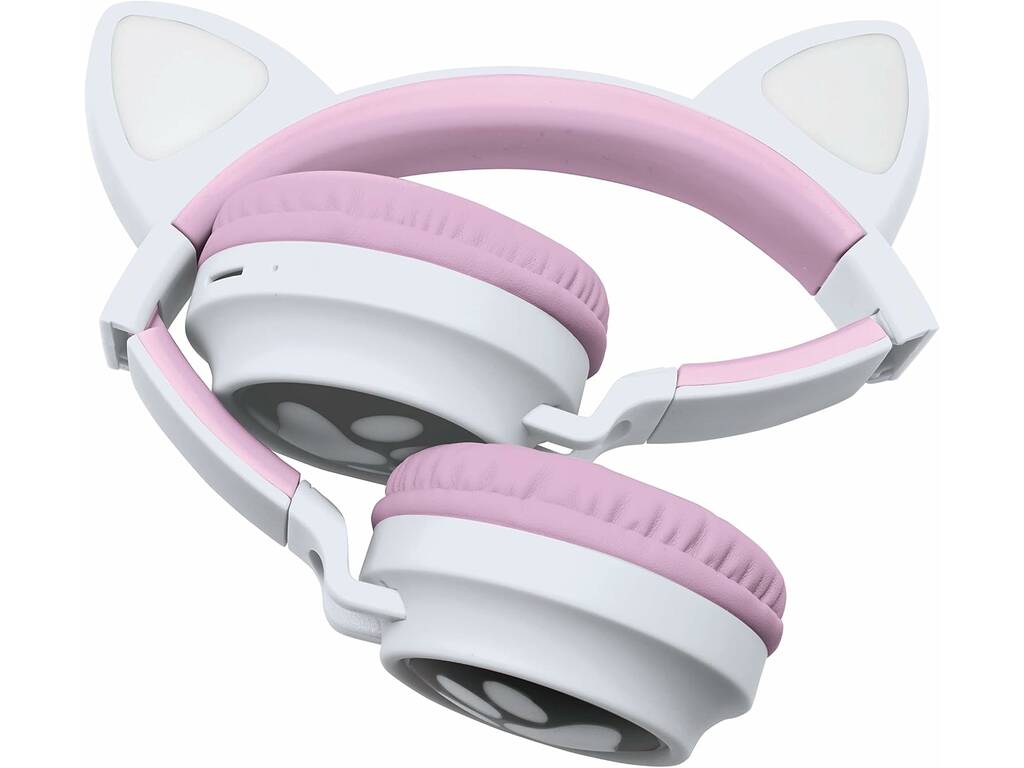 Auriculares Inalámbricos Recargables Orejas de Gato con Luz