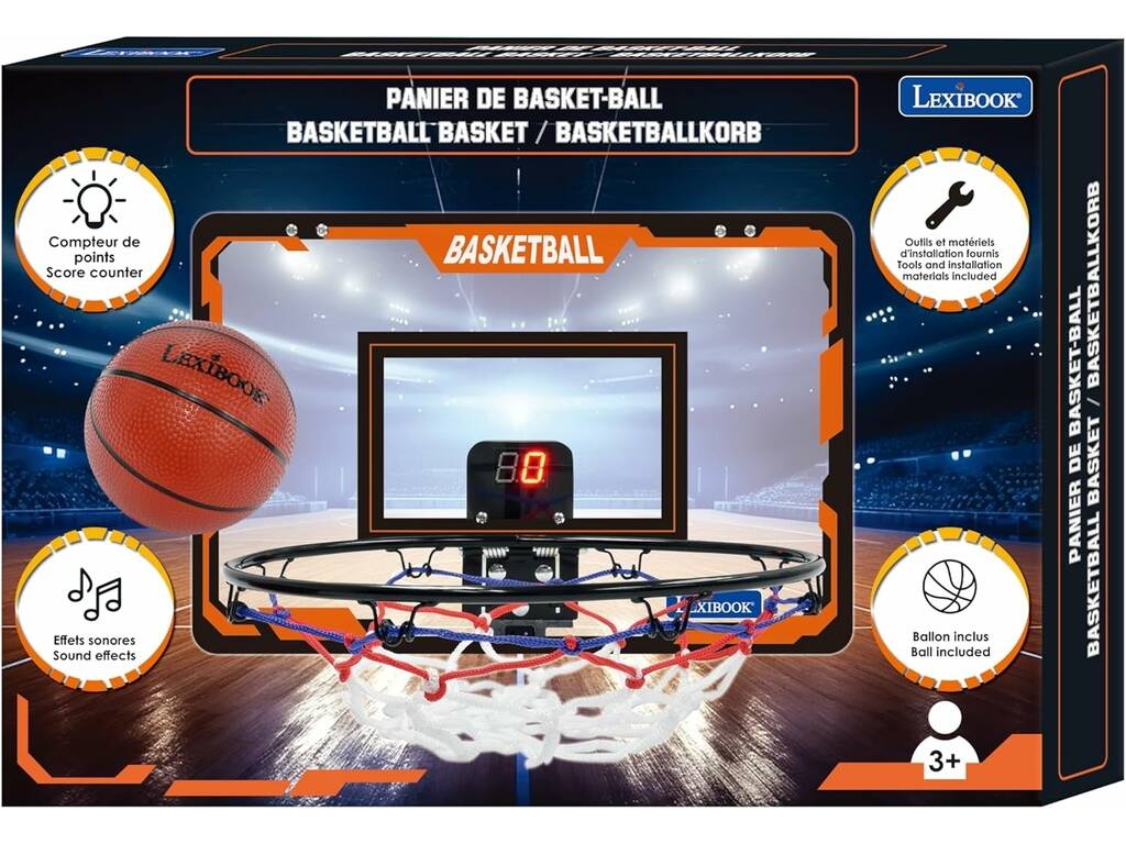 Canestro da basket interattivo con contatore di punti, effetti sonori e pallone