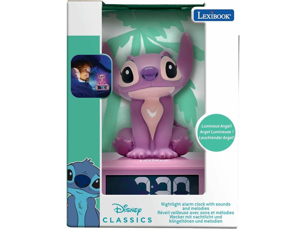 Disney Stitch Sveglia Angel 3D con Luce Notturna e Melodie