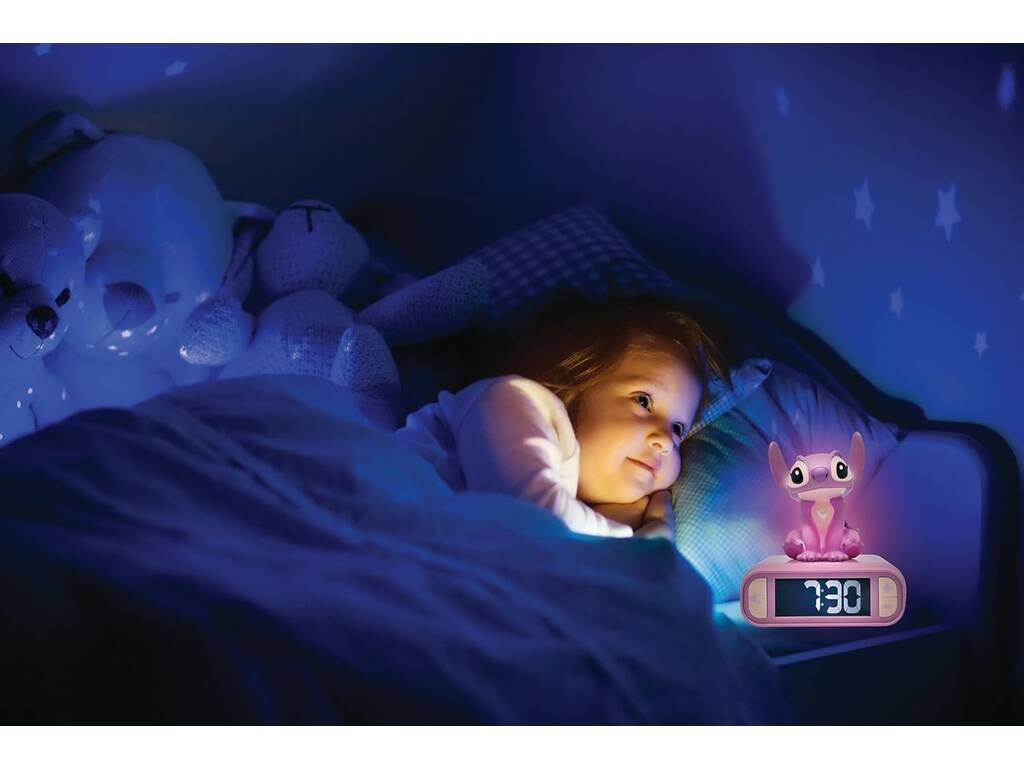 Disney Stitch Sveglia Angel 3D con Luce Notturna e Melodie