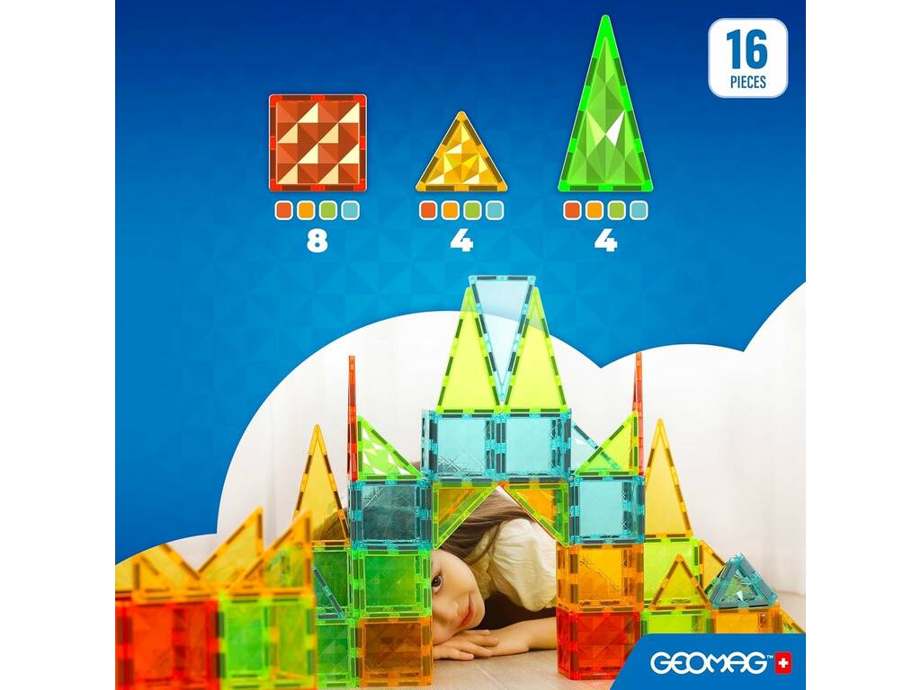 Geomag Magnetics Tiles Gems 16 pezzi