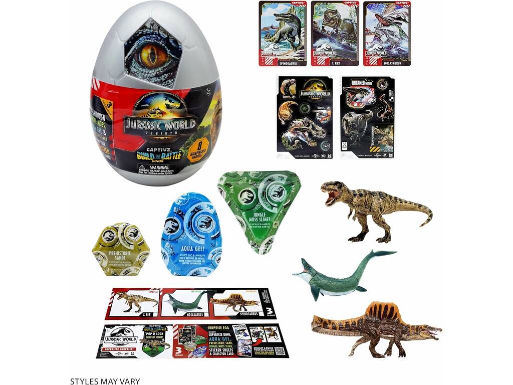 Jurassic World Rebirth Captivz Build And Battle Dinos Uovo con 8 sorprese