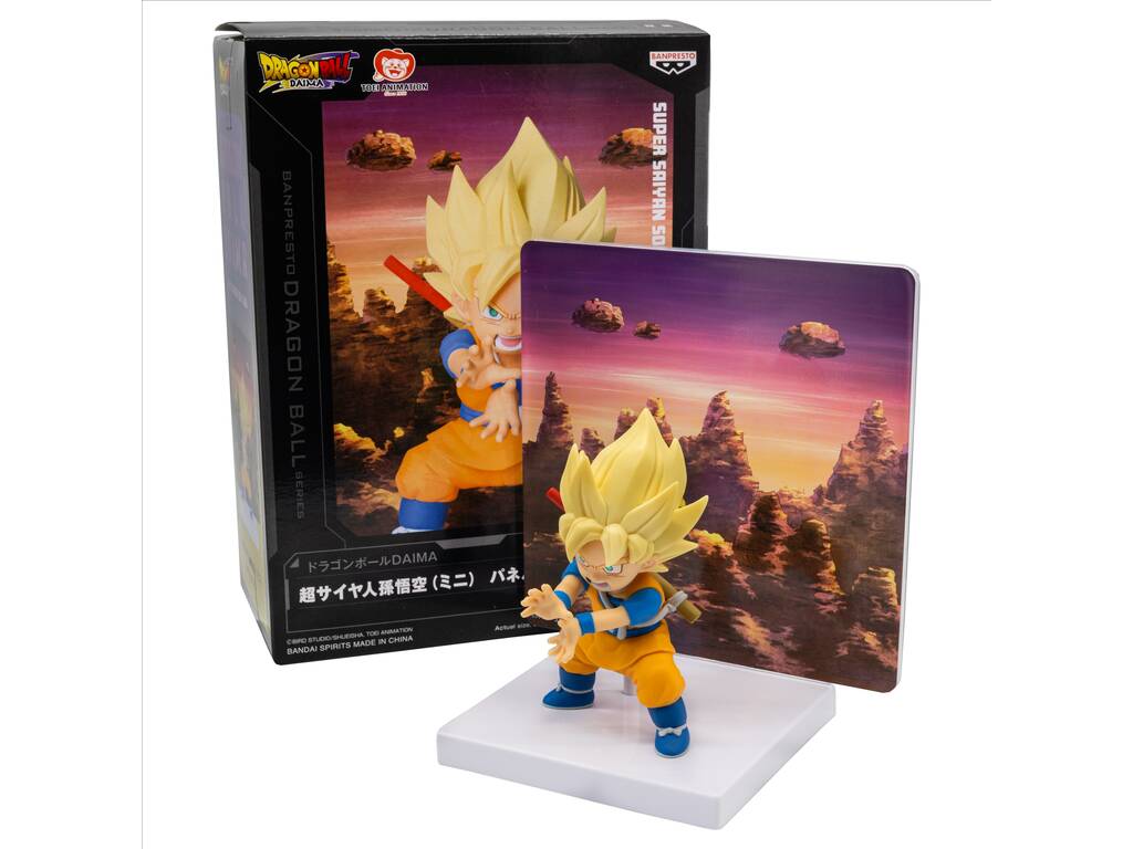 Dragon Ball Daima Figura Super Saiyan Son Goku con Pannello da 14 cm