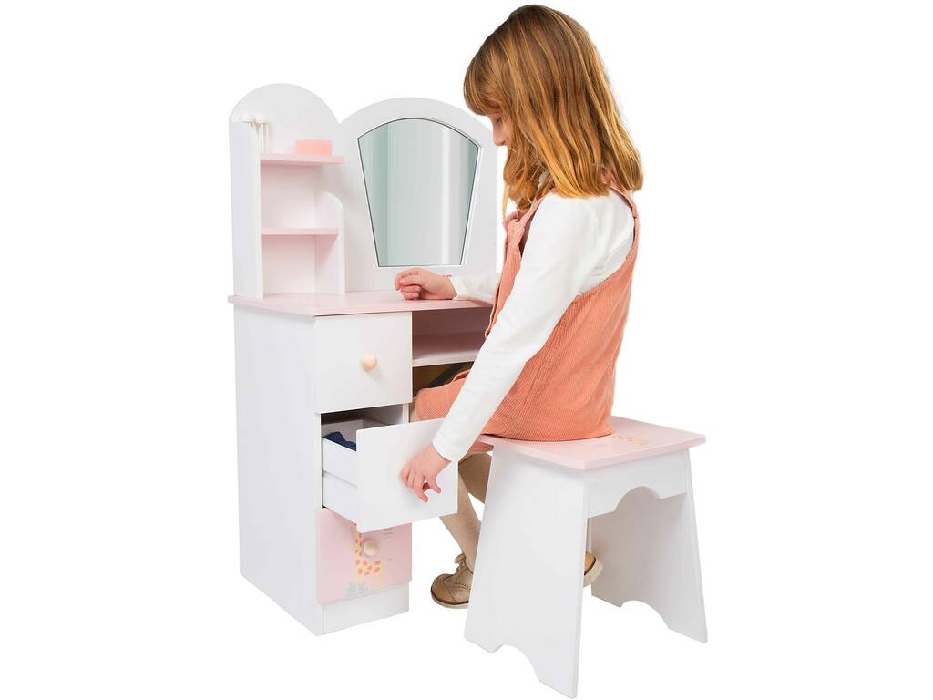 Mon premier coiffeuse Nature en bois avec tabouret