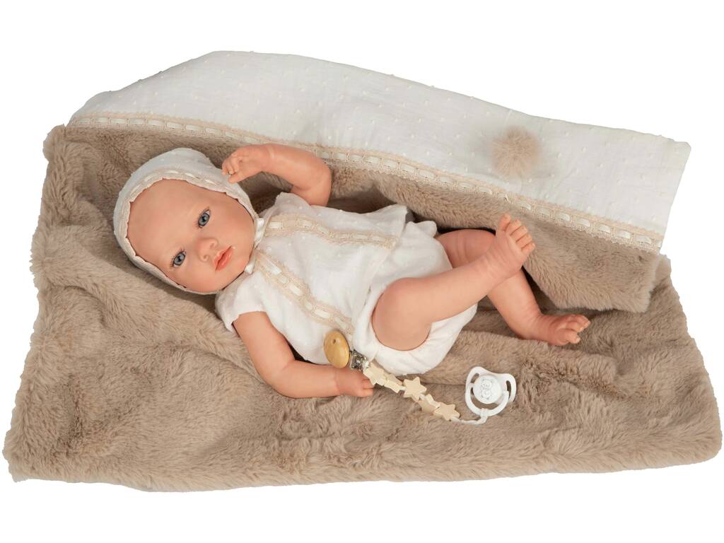 Bambola Reborn Jade da 38 cm con coperta marrone