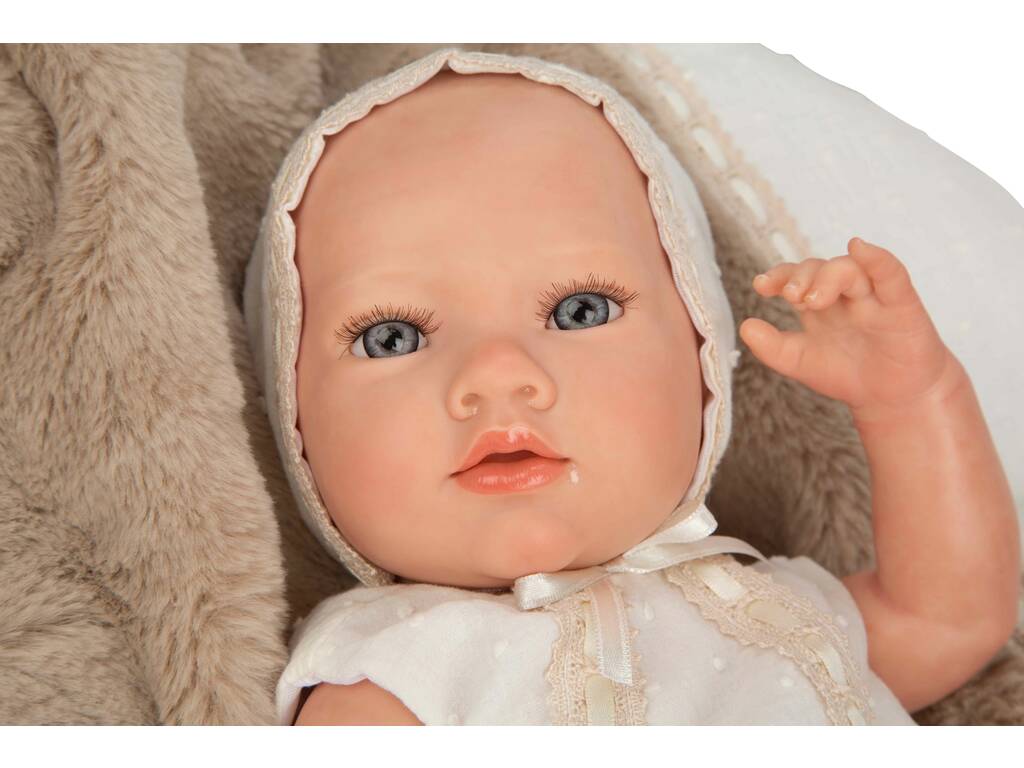 Bambola Reborn Jade da 38 cm con coperta marrone