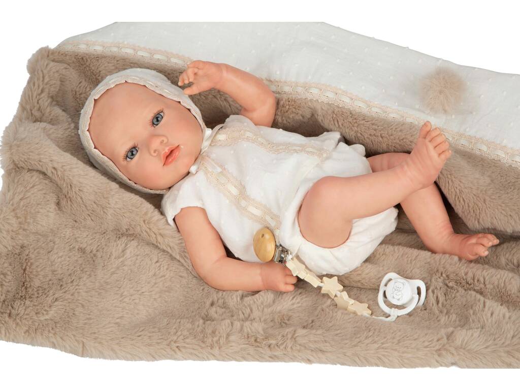 Bambola Reborn Jade da 38 cm con coperta marrone