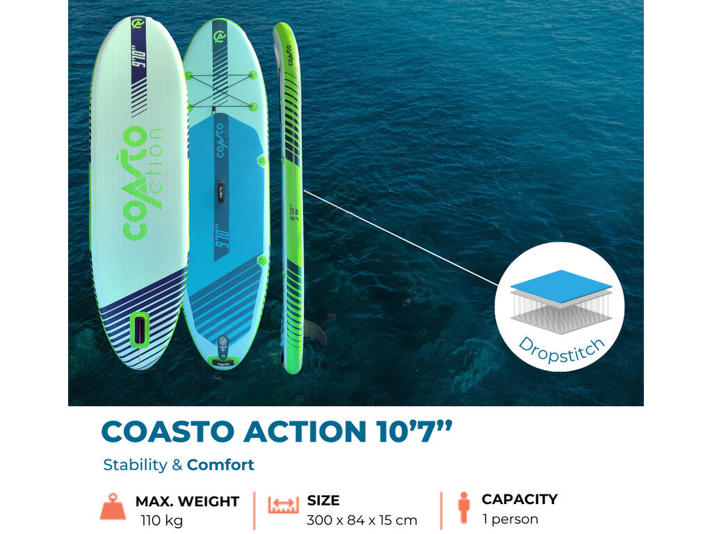 Tavola da paddle surf gonfiabile Coasto Action 2021 da 300x84x15 cm