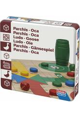 Parchís & Gänsespiel in Blechdose